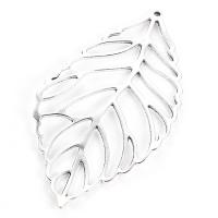 Zinc Alloy Leaf Pendants, silver color plated, hollow Approx 2mm 