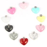 Resin Jewelry Pendant, with Sequins, Heart, mixed colors, 16mm Approx 2mm 