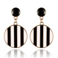 Enamel Zinc Alloy Drop Earring, KC gold color plated, for woman, white and black 