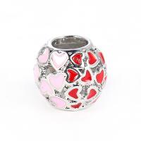 Zinc Alloy Large Hole Beads, platinum color plated, enamel, pink Approx 4mm 