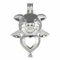 Zinc Alloy Animal Pendants, Pig, platinum color plated, for 10mm beads Approx 3mm 