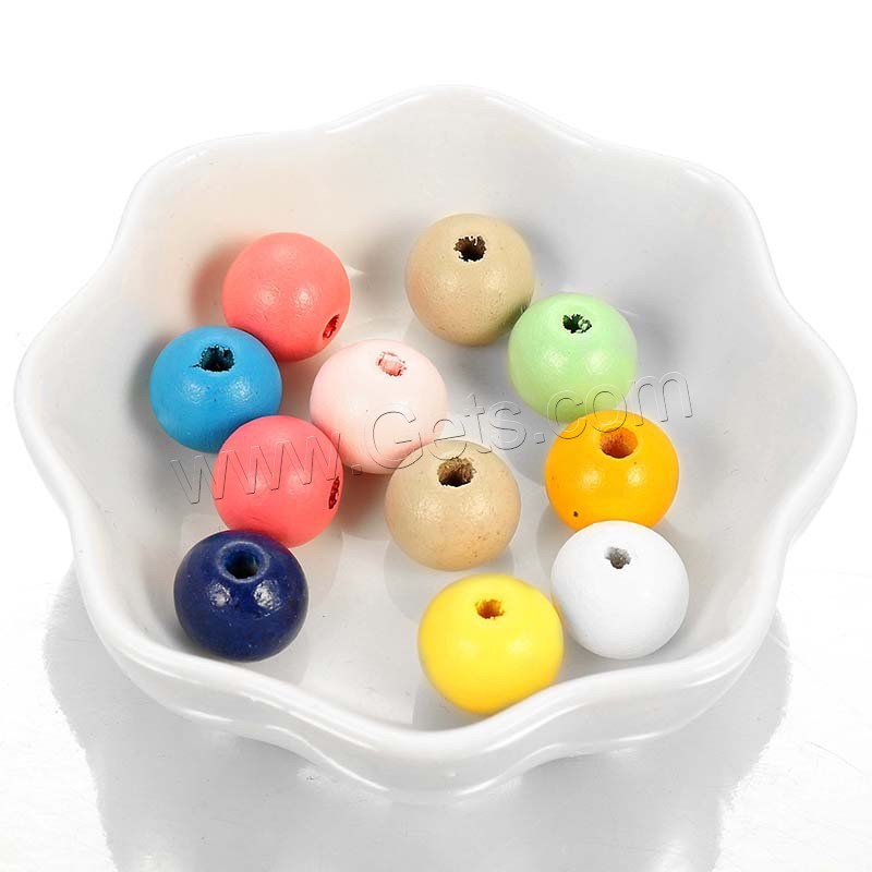 Wood Beads, different size for choice, mixed colors, Hole:Approx 1mm, 50PCs/Bag, Sold By Bag
