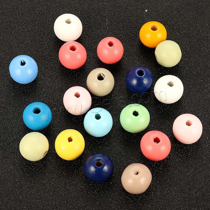 Wood Beads, different size for choice, mixed colors, Hole:Approx 1mm, 50PCs/Bag, Sold By Bag