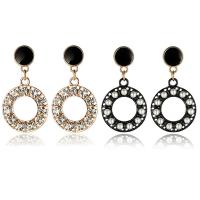 Zinc Alloy Drop Earring, with ABS Plastic Pearl, Donut, plated & for woman & with rhinestone 