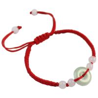 Jadeite Woven Ball Bracelets, with Nylon Cord, Unisex, red Approx 5.7-8.6 Inch 