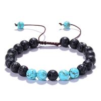Lava Woven Ball Bracelets, with Gemstone & Unisex & adjustable, 8mm Approx 7.6 Inch 