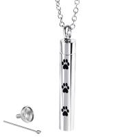 Titanium Steel Cinerary Casket Necklace, Column, silver color plated, oval chain & for woman Approx 19.7 Inch 