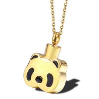 Titanium Steel Cinerary Casket Necklace, Panda, plated, Unisex & oval chain & enamel Approx 19.7 Inch 