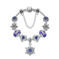 Zinc Alloy European Bracelets, with Gemstone, zinc alloy interlocking clasp, silver color plated & for woman & with rhinestone, blue 