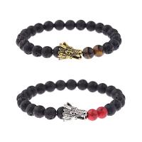 Lava Bead Bracelet, with Zinc Alloy & for man, 8mm .5 Inch 