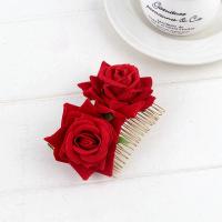 Decorative Hair Combs, Velveteen, with Iron, Flower, for woman 110mm 