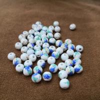 Kunstdruck Porzellan Perlen, rund, handgemacht, Drucken & verschiedene Muster für Wahl, weiß, 8mm, verkauft von PC