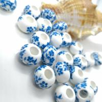 Printing Porcelain Beads, handmade white, 9*14mm 
