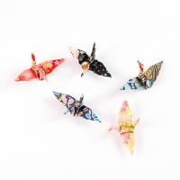 Paper Pendant, with Zinc Alloy, Thousand Origami Cranes, gold color plated 18*38mm 