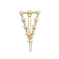 Hair Clip, Zinc Alloy, with Plastic Pearl, gold color plated & for woman, 52*40mm 