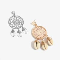 Zinc Alloy Dream Catcher Earring, with Cotton Thread, gold color plated, woven pattern & for woman 30*65mm 