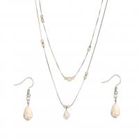 Fashion Zinc Alloy Jewelry Sets, earring & necklace, with Acrylic, plated, 2 pieces & for woman 35mm 