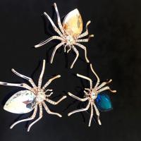 Rhinestone Zinc Alloy Brooch, with Crystal, Spider, gold color plated, Unisex & with rhinestone 