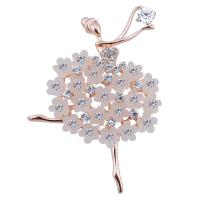 Rhinestone Zinc Alloy Brooch, with Resin, Dancing Girl, gold color plated, for woman & with rhinestone 
