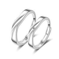 Латунь Открыть палец кольцо, плакирован серебром, для пара, размер:6-9, продается PC