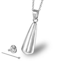 Titanium Steel Cinerary Casket Necklace, Teardrop, silver color plated, Unisex & oval chain Approx 19.7 Inch 