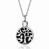 Titanium Steel Cinerary Casket Necklace, with 1.96lnch extender chain, Flat Round, plated, oval chain & enamel Approx 17.7 Inch 