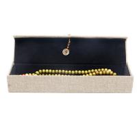 Linen Jewelry Display Box, with Plastic Pearl, hardwearing gold 