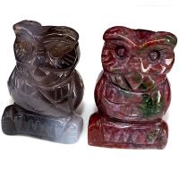 Gemstone Boxed Decoration Gemstone, Owl, Carved, mixed colors 