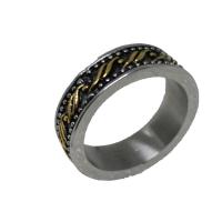 Anillo de dedo de acero Titanium de, Partículas de acero, chapado en color dorado, unisexo & diverso tamaño para la opción & ennegrezca, Vendido por UD