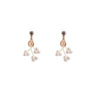 Plastic Pearl Zinc Alloy Earring, with Plastic Pearl, zinc alloy post pin, plated & for woman, gold, 50mm,27mm 