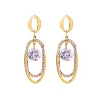 Zinc Alloy Rhinestone Drop Earring, with Rhinestone, zinc alloy post pin, plated & for woman & hollow  