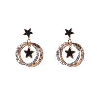 Zinc Alloy Rhinestone Drop Earring, with Rhinestone, zinc alloy post pin, plated & for woman & hollow, gold, 40mm 