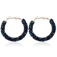 Zinc Alloy Leverback Earring, Round, plated, fashion jewelry & for woman & with rhinestone 