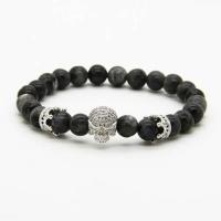 Gemstone Bracelets, with Zinc Alloy, Skull, micro pave cubic zirconia & for man 8mm .5 Inch 