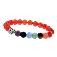 Mixed Agate Bracelet, with Zinc Alloy, Elephant, plated & Unisex, 8mm .5 Inch 