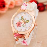 Women Wrist Watch, Zinc Alloy, with Glass & Silicone, Chinese movement, stainless steel pin buckle, gold color plated, waterproofless & for woman 40*8mm Approx 9.05 Inch 