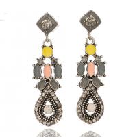 Enamel Zinc Alloy Drop Earring, with Gemstone, plated, vintage & for woman, multi-colored 