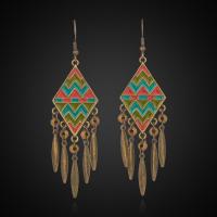 Enamel Zinc Alloy Drop Earring, plated, vintage & folk style & for woman, multi-colored 