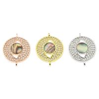 Rhinestone Brass Connector, with Abalone Shell, plated, with rhinestone & 1/1 loop nickel, lead & cadmium free Approx 2mm 