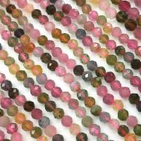 Natürlicher Turmalin Perlen, poliert, facettierte, Mehrfarbige, 2-3mm, ca. 100-130PCs/Strang, verkauft von Strang