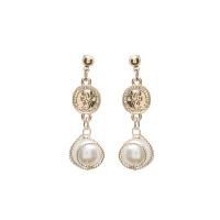 Plastic Pearl Zinc Alloy Earring, with ABS Plastic Pearl, sterling silver post pin, gold color plated, for woman 