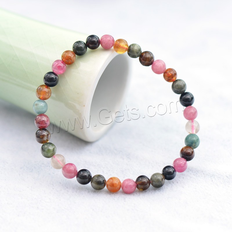 Tourmaline Bracelet, Round, natural, different size for choice & radiation protection & for woman, multi-colored, Sold By PC