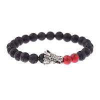 Lava Bead Bracelet, with Zinc Alloy, plated, for man 8mm .8 Inch 