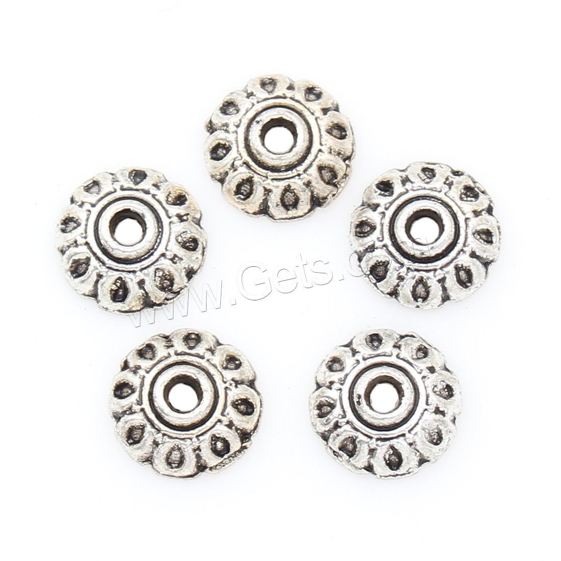 Zinc Alloy Bead Caps, Flower, antique silver color plated, nickel, lead & cadmium free, 7*3mm, 1500PCs/Bag, Sold By Bag