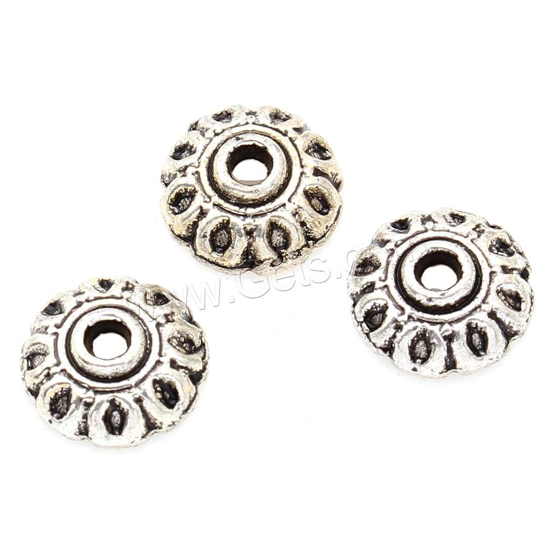 Zinc Alloy Bead Caps, Flower, antique silver color plated, nickel, lead & cadmium free, 7*3mm, 1500PCs/Bag, Sold By Bag