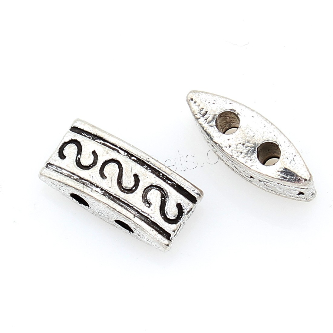 Zinc Alloy Positioning Bead, antique silver color plated, double-hole, nickel, lead & cadmium free, 5x10x3mm, 1000PCs/Bag, Sold By Bag