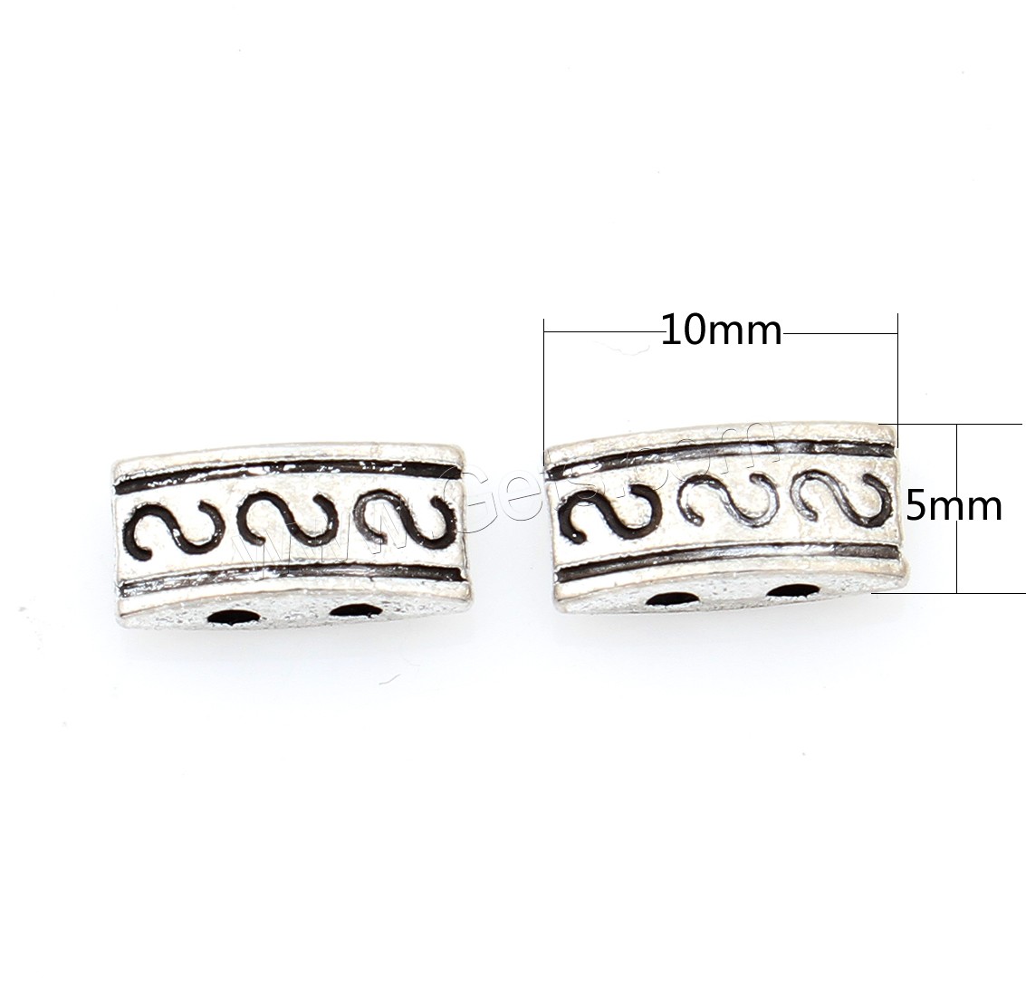 Zinc Alloy Positioning Bead, antique silver color plated, double-hole, nickel, lead & cadmium free, 5x10x3mm, 1000PCs/Bag, Sold By Bag