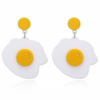 Acryl Tropfen Ohrring, Ei, plattiert, für Frau, weiß, 51x40mm, verkauft von Paar