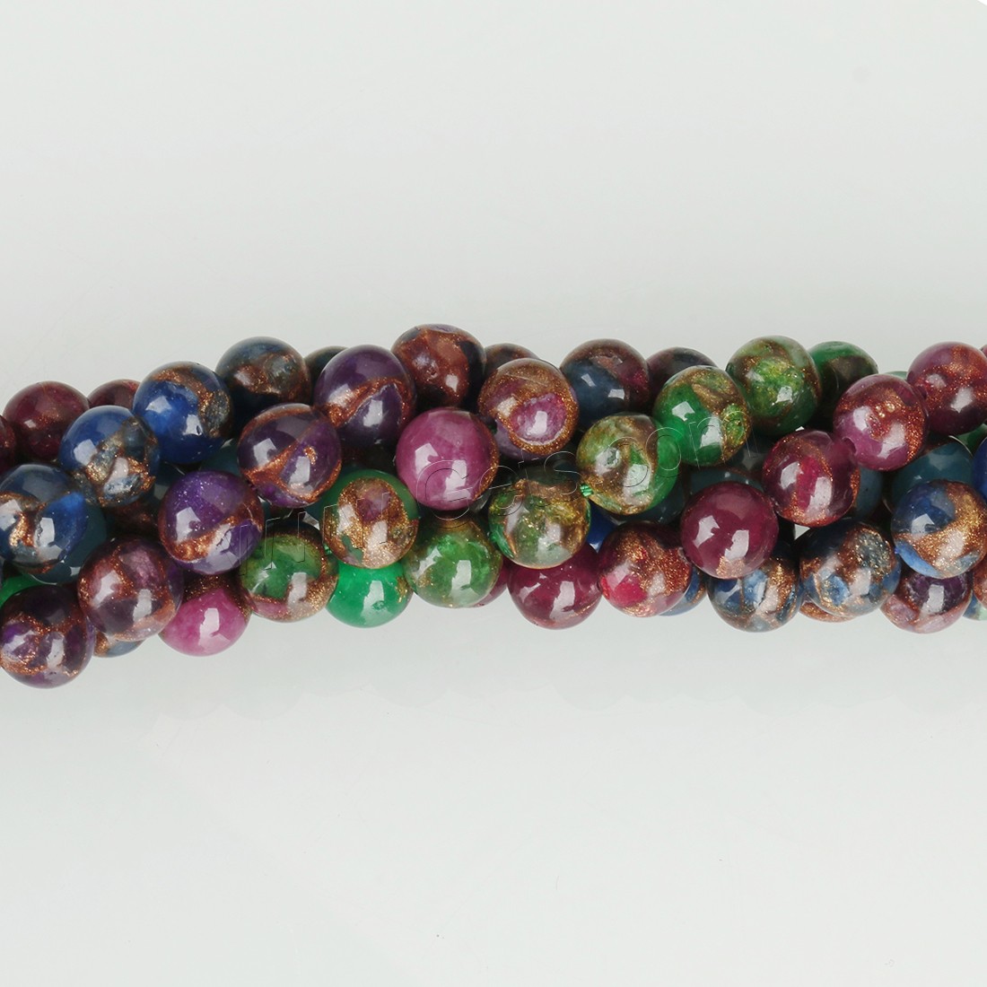 Cloisonne-Stein Perle, rund, verschiedene Größen vorhanden, farbenfroh, Bohrung:ca. 1.5mm, Länge:ca. 15 ZollInch, verkauft von Strang