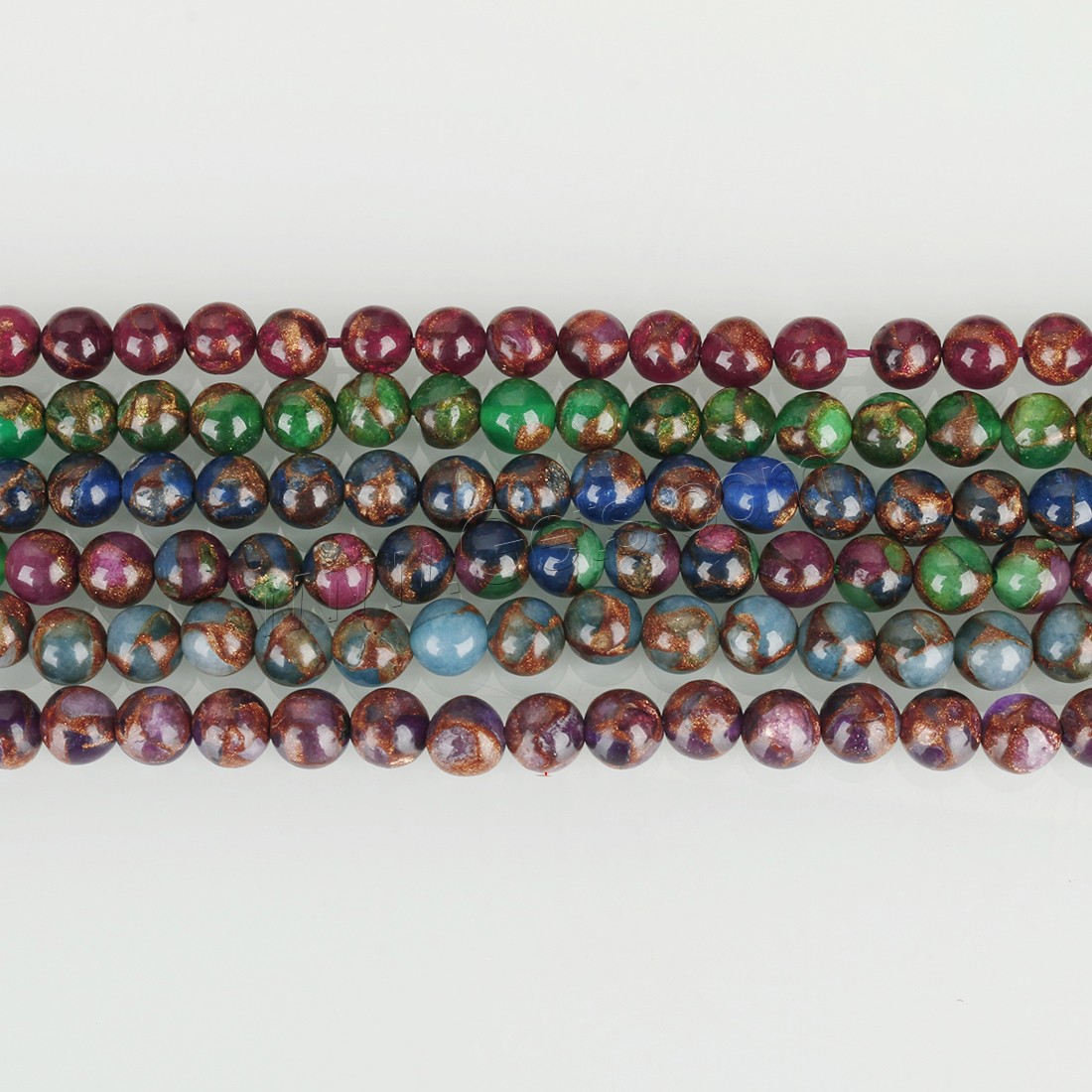 Cloisonne Stone Бусины, Круглая, разный размер для выбора, разноцветный, отверстие:Приблизительно 1.5mm, длина:Приблизительно 15 дюймовый, продается Strand